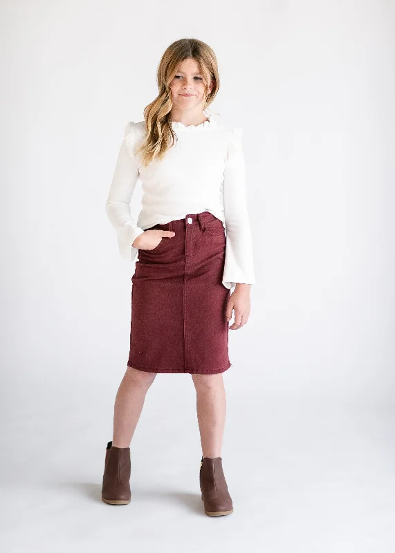 Girls Remi Burgundy Midi Skirt - FINAL SALE