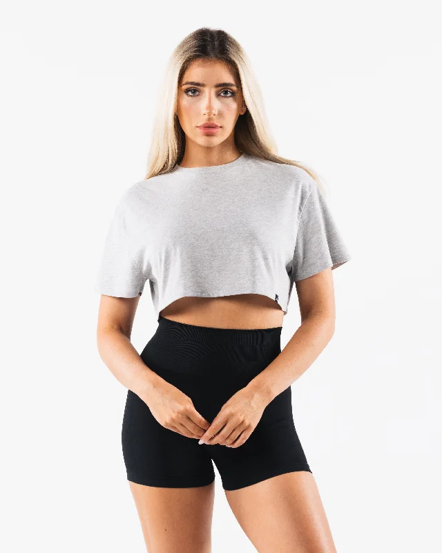 OT Oversized Crop Tee - Light Heather Grey