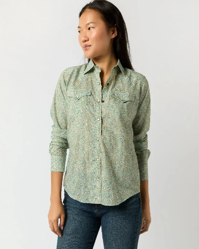 Western Shirt in Green/Mist Katie & Millie Liberty Fabric