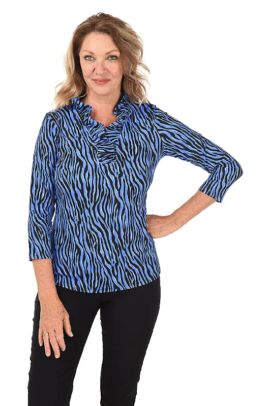 Hypnotic Zebra Ruffle Neck UPF50+ Top