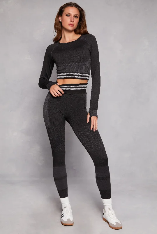 Seamless Striped High Waisted Leggings