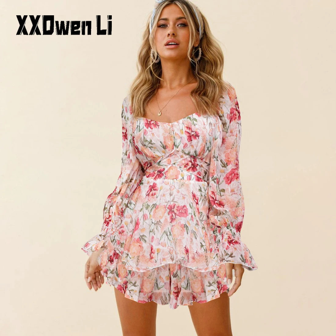 Women's Chiffon Floral Ruffled Fashion Designer Playsuit Rompers