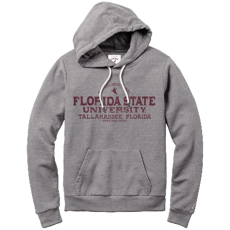 League Women's Florida State University/Unconquered Silhouette Design Tri-blend Hood - Fall Heather