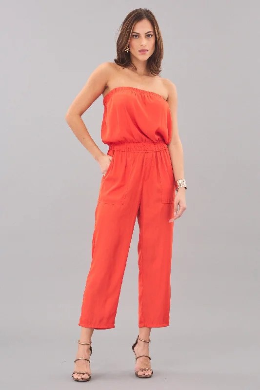 Strapless D-Satin Jumpsuit