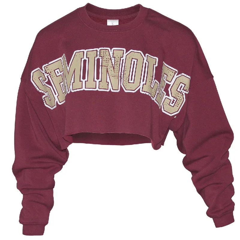 ZooZatz Women's Seminoles Uber Crop Crew Fleece - Garnet