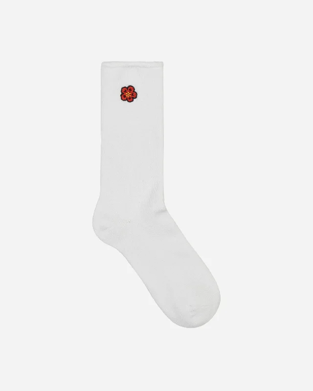 'Boke Flower' Crest Socks White