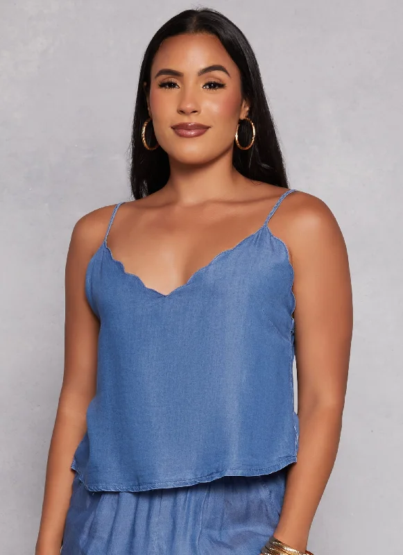 Iris Chambray Scalloped Cami