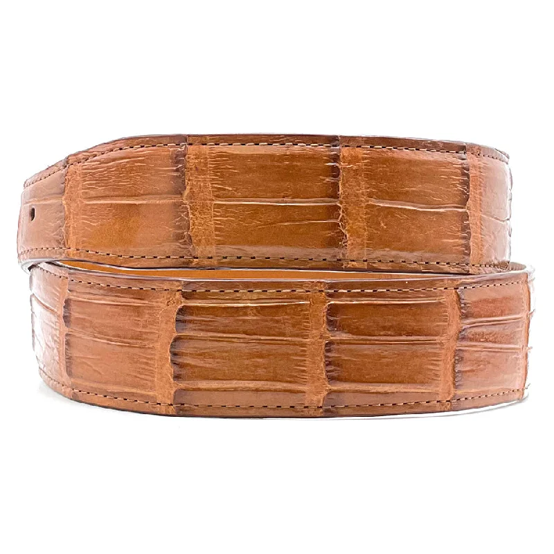 Matte Cognac Alligator Belt Straps