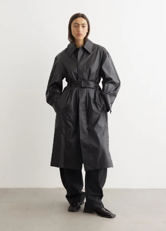 Belted Rain Coat With Slits