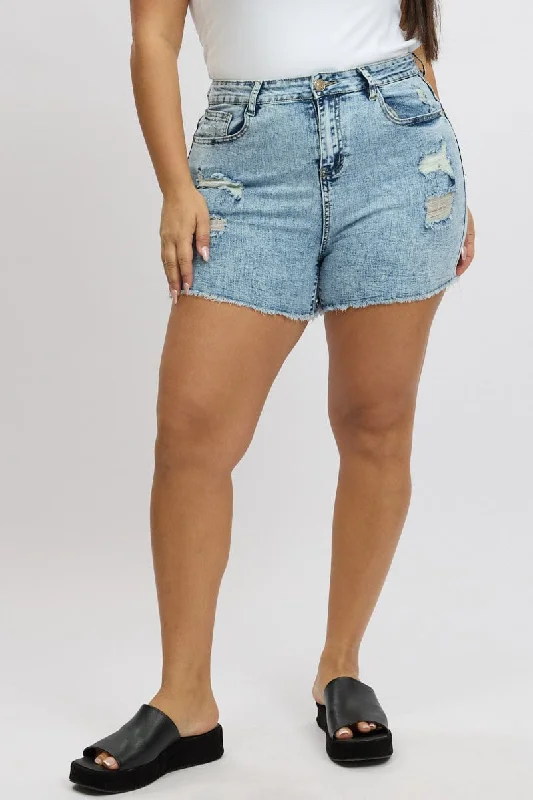 Denim Skinny Shorts High Rise