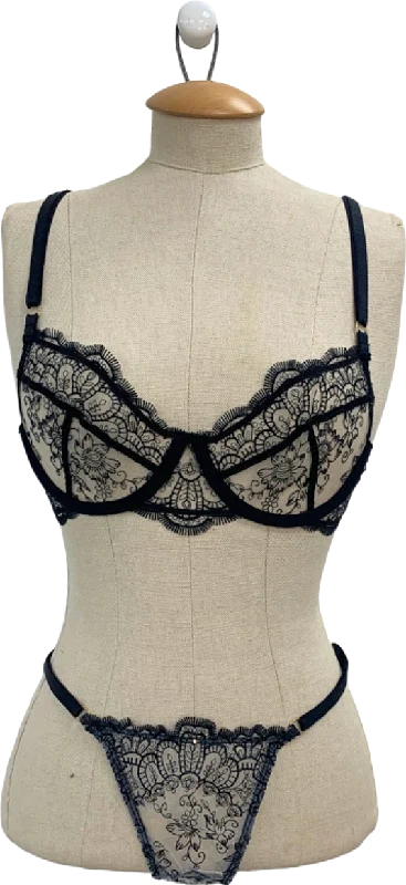 Goose Intimates Black Lace Lingerie Set UK 10