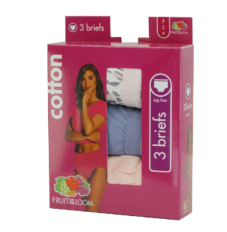 FBRF3, Fruit of The Loom 3Pk Women Cotton Panties S-3XL