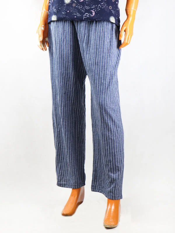 Ladies Casual Trouser Blue Lined