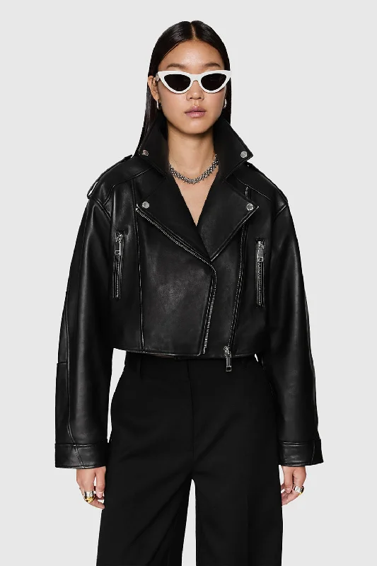 Oversized Cropped Moto Jacket