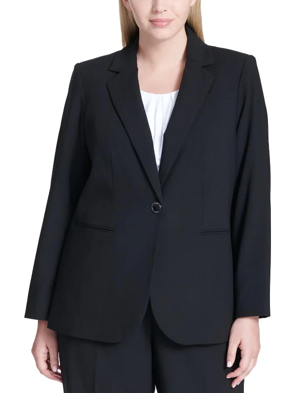 Plus Womens Notch Collar Suit Separate One-Button Blazer