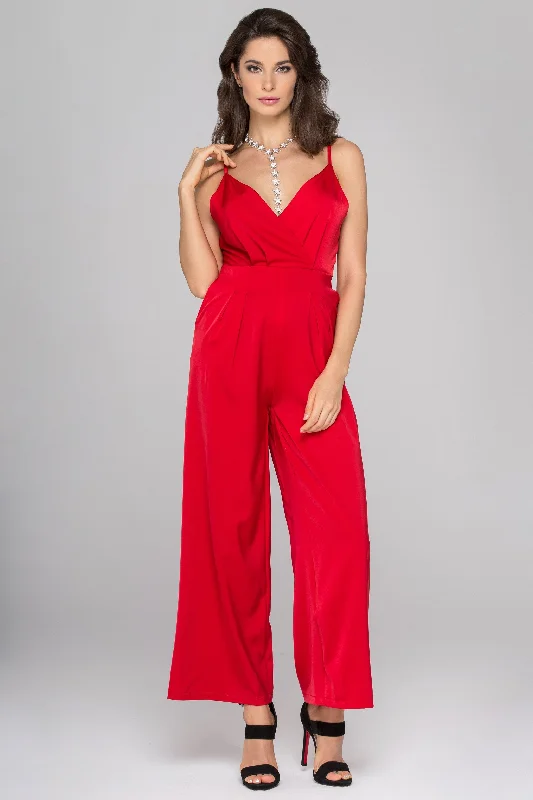 Ruby Red Silk Jumpsuit