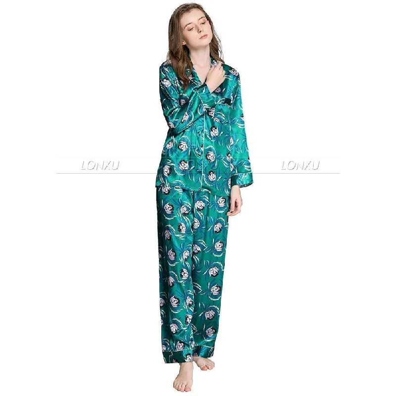 Sleepwear-Women's Floral Silk Pajama