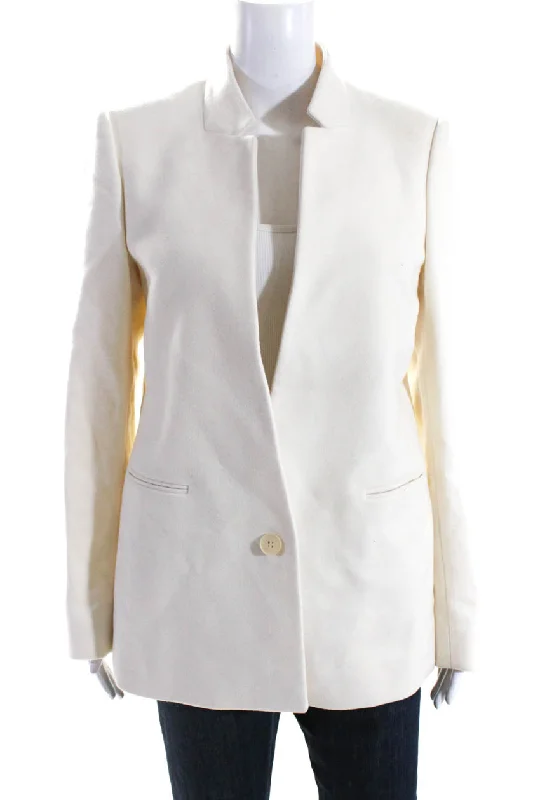 Stella McCartney Women's Long Sleeves Lined  Button Down Blazer Beige