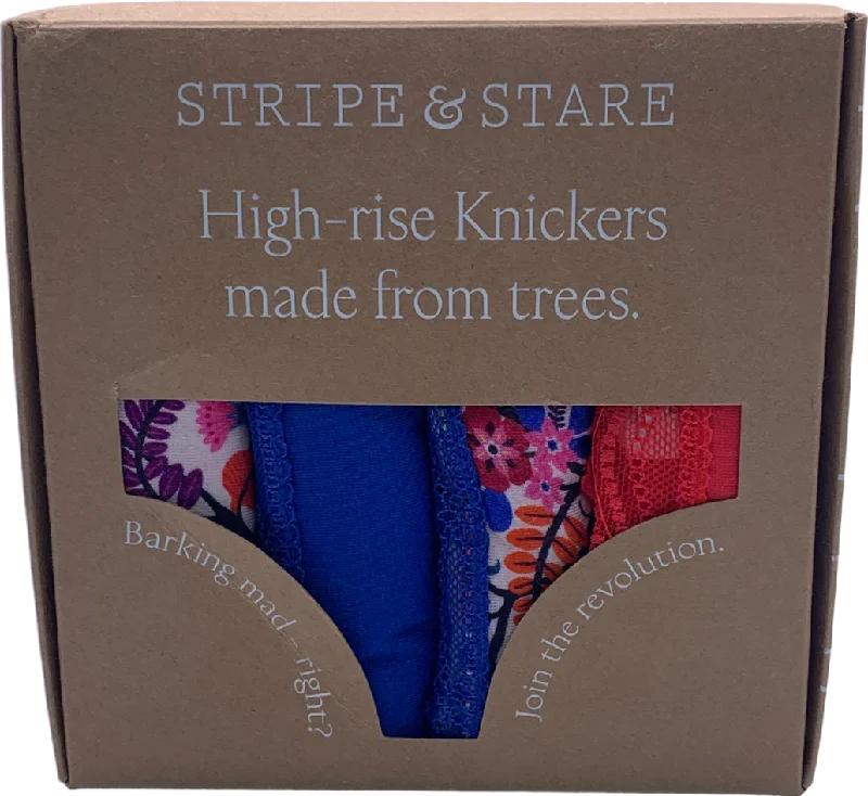 Stripe & Stare Multicoloured Set of 3 High Rise Knickers UK 18/20