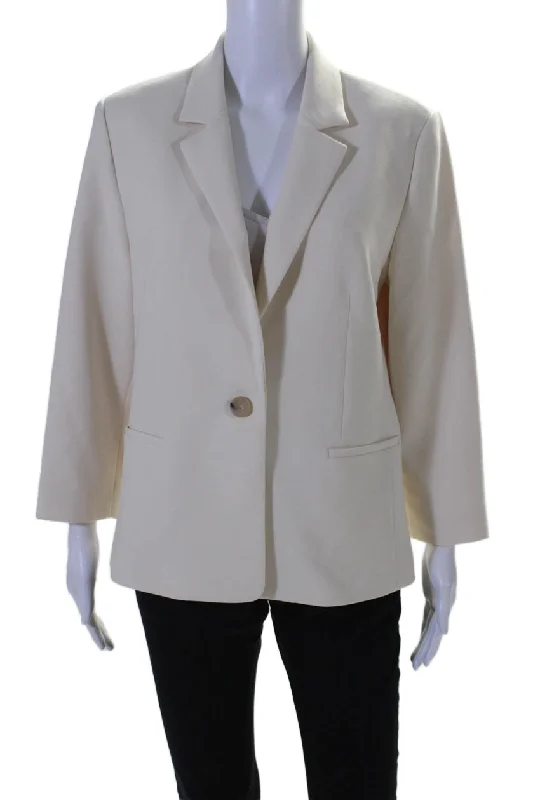 Vince Women's Collared Long Sleeves Lined Blazer One Button Cream