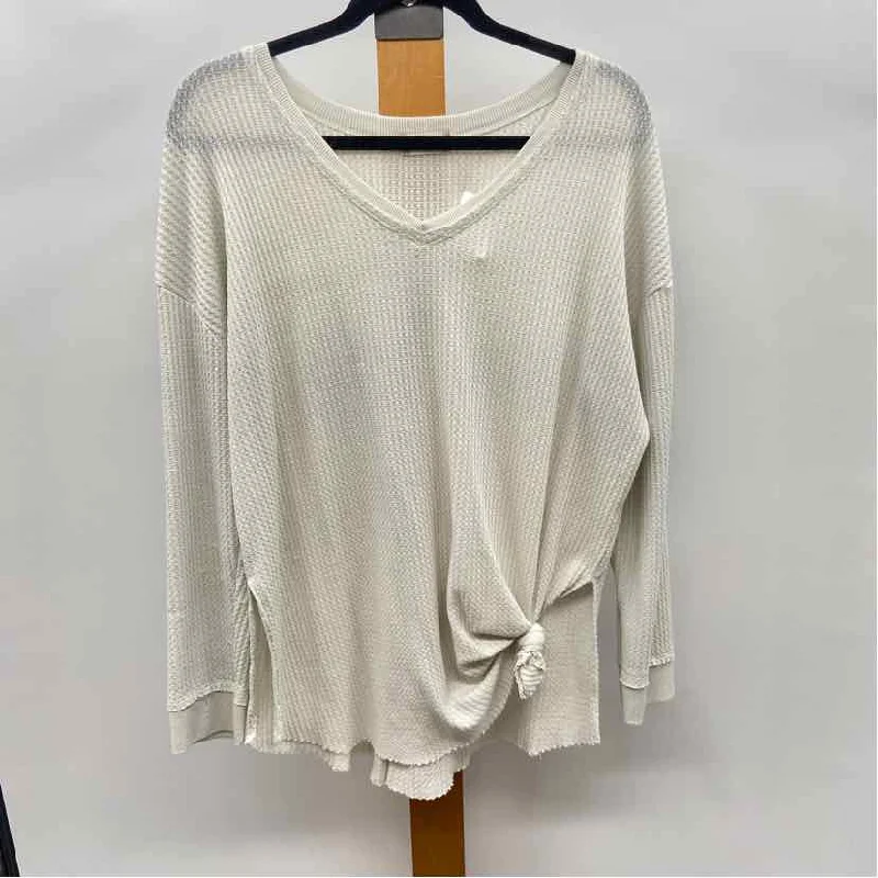 altar'd state Women's Size XL Ivory Waffle Long Sleeve Shirt