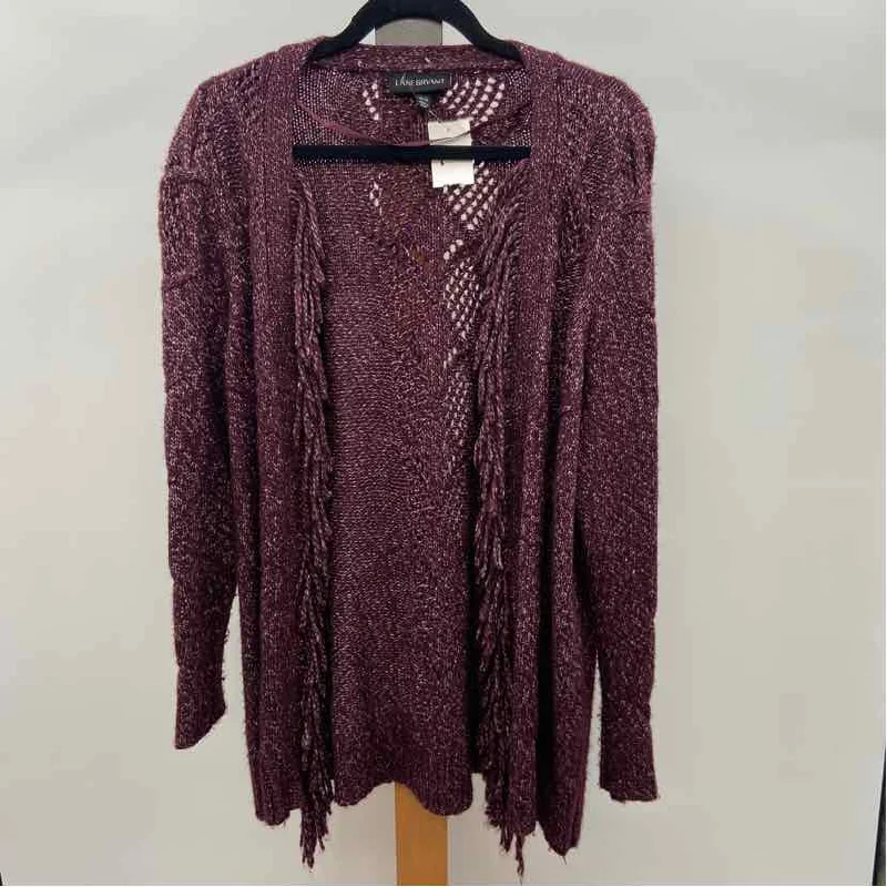 Lane Bryant Women's Size 18 Wine Open Weave Cardigan