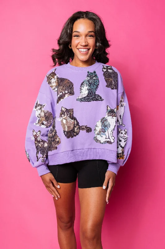 Purple Scattered Cat Sweatshirt