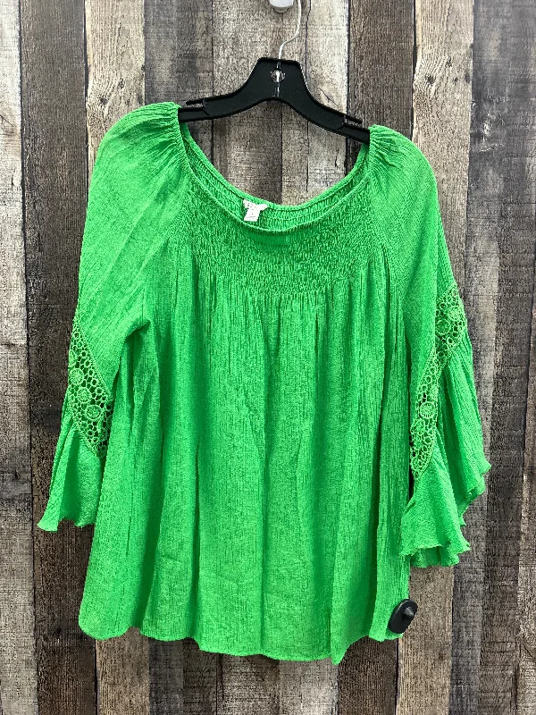 Top 3/4 Sleeve By Cato In Green, Size: L