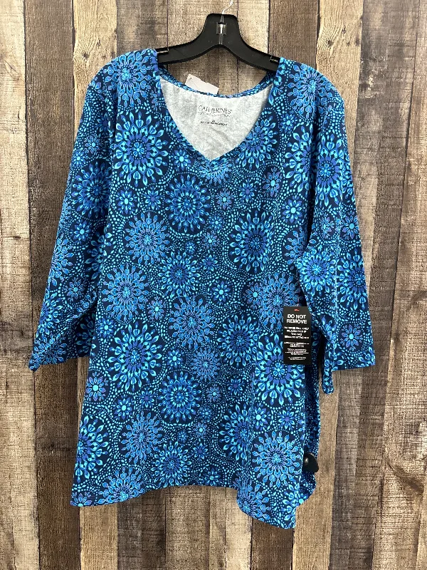 Top Long Sleeve By Catherines In Blue, Size: 2x