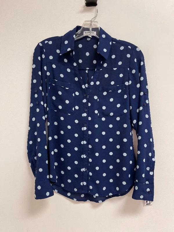 Top Long Sleeve By Express In Navy, Size: Xs